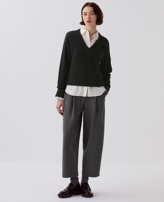 Cashmere V-neck jumper I080 moonless gray