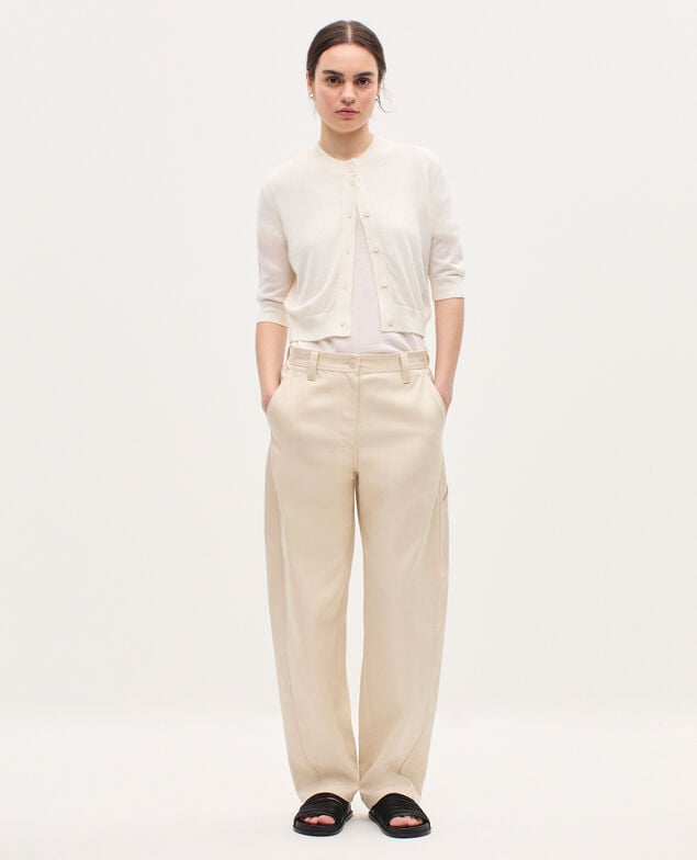Merino wool and silk cardigan H013 gardenia