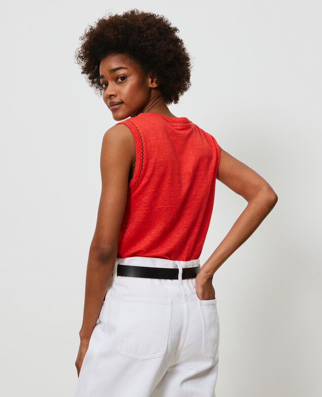 Linen tank top Fiery red