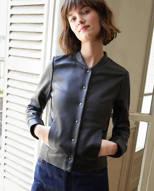  Leather bomber jacket Black