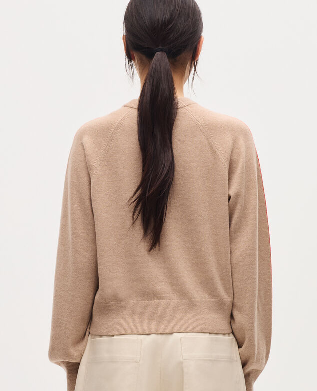 Round neck cashmere jumper K321 tan st pumpkin