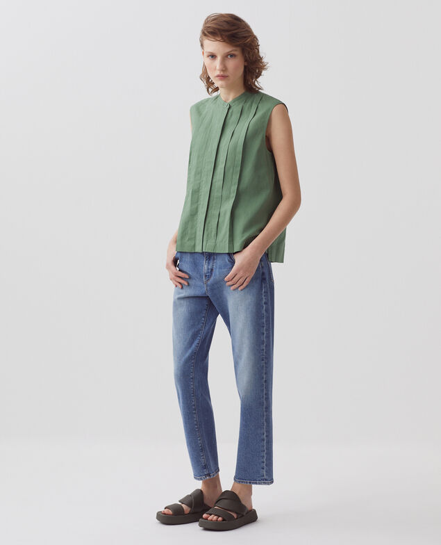 Sleeveless blouse H540 dark ivy