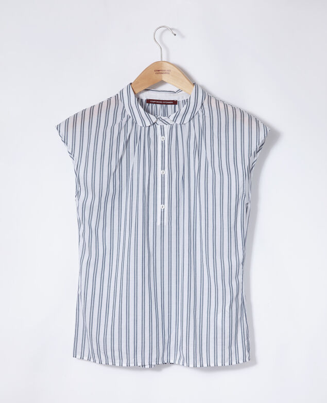 Shirt with round collar Blue