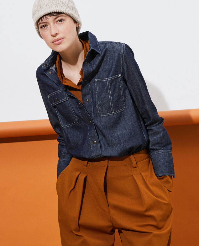  Denim shirt with asymmetric pockets Denim brut