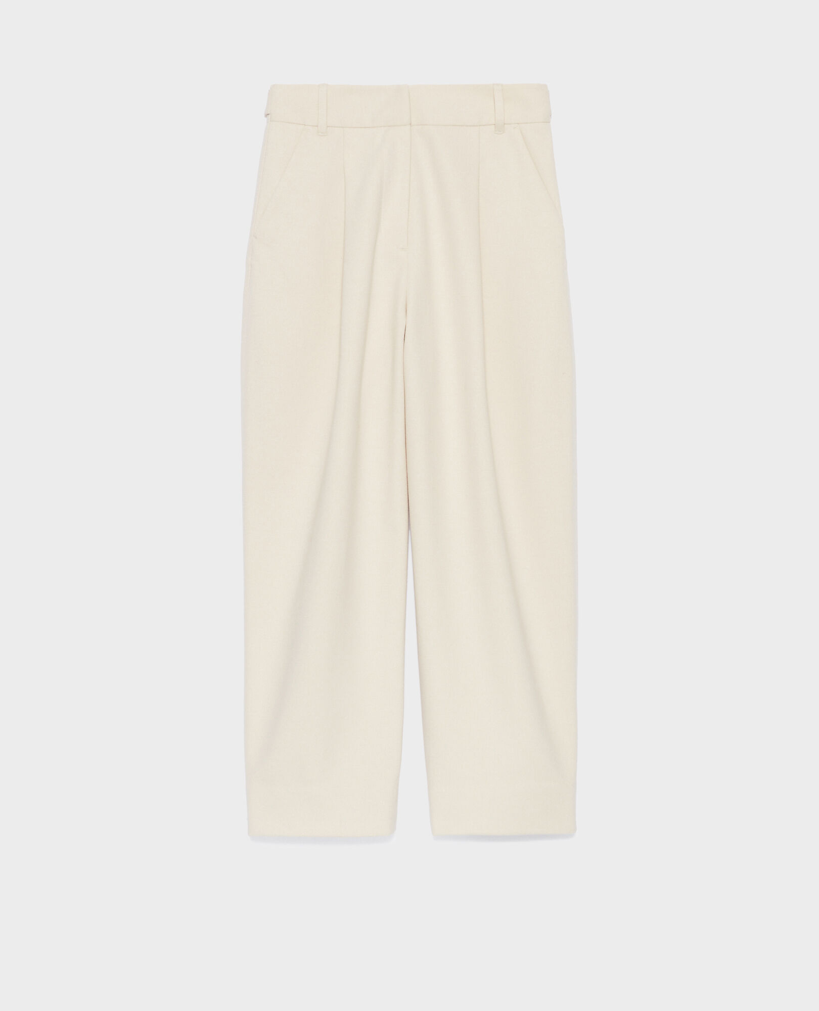 【送料&関税込】Off-White Wool Wide Leg Trousers Off-White Wide Leg Straight Trousers in Pure Wool