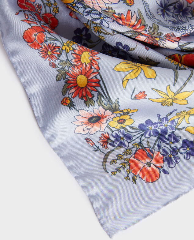 Square silk scarf Blue heron
