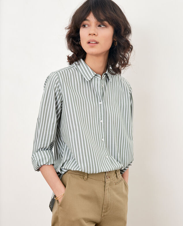 Striped oversize shirt Sage stripes