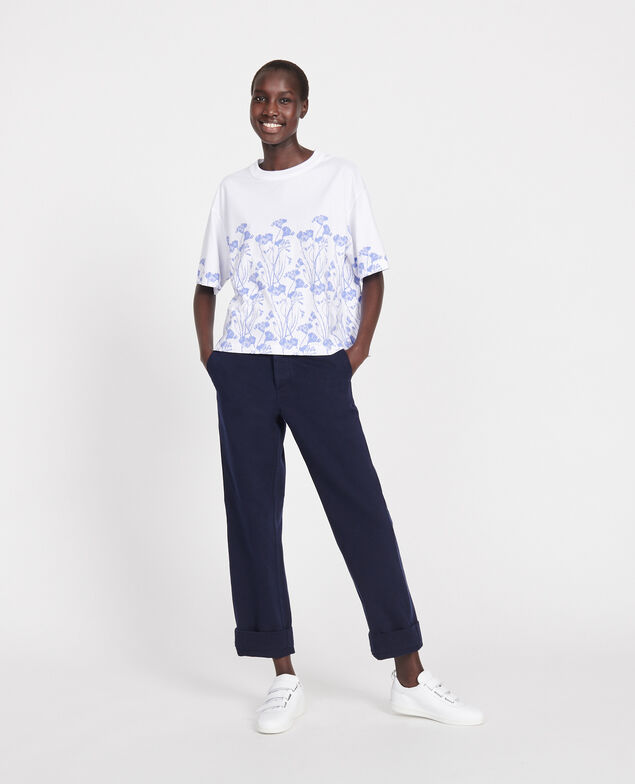 Cotton T-shirt Empreinte gardenia jewel