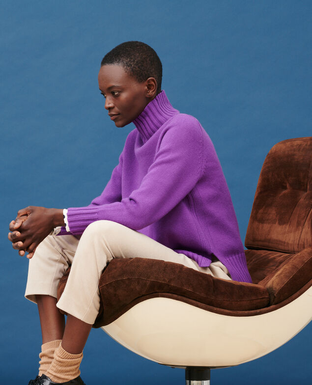 Virgin wool polo neck jumper 6022c brghtviolet