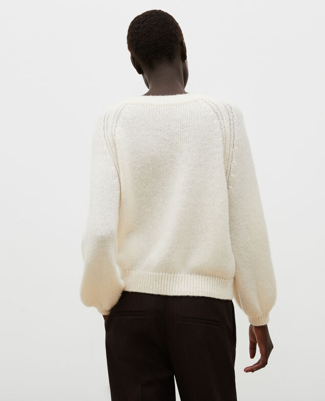 Loose boatneck wool jumper Jet stream