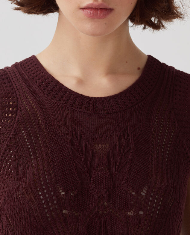 Floral crochet vest top J380 decadent chocolate