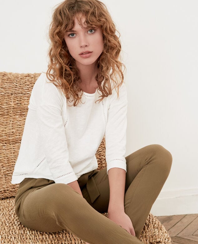 T-shirt with fancy details Blanc
