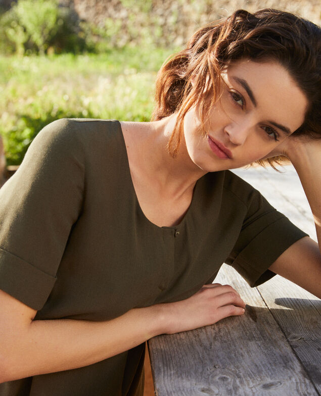 Robe avec lavallière amovible Cheng olive