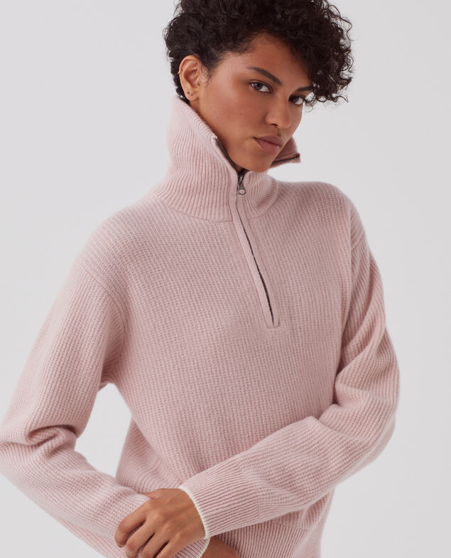 Half-zip wool jumper U110 pink