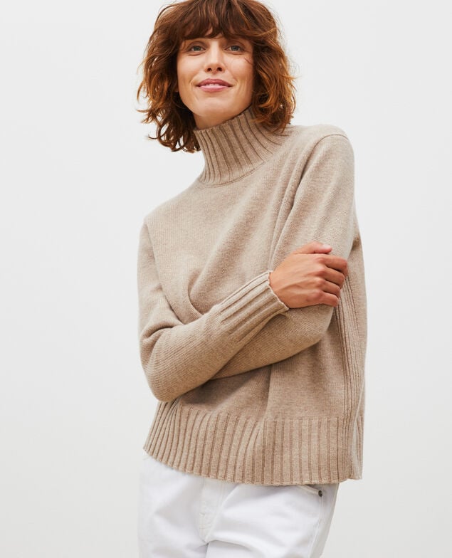 Chunky ribbed turtleneck jumper Latte