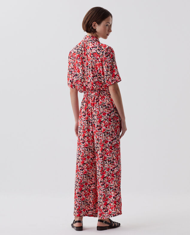 Silky jumpsuit J120 leaf pink