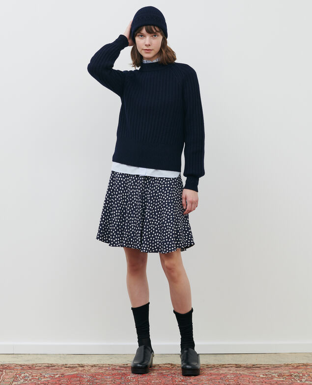 Rib knit new wool jumper Night sky