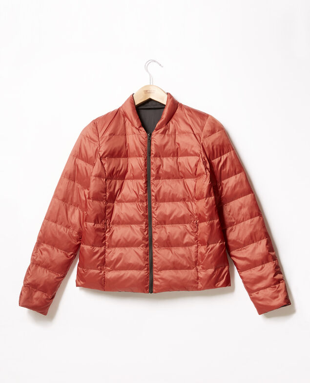 Reversible padded jacket with packable hood Black