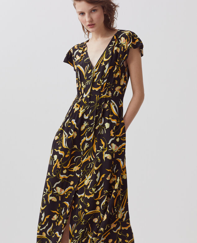 LUDIVINE - Fluid printed dress H094 delicate fl black2