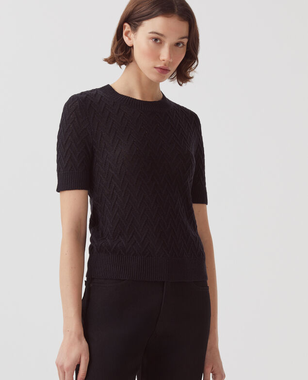 Short-sleeve linen jumper H091 black beauty