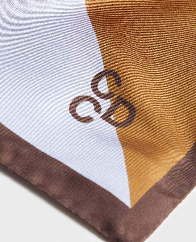 Square silk scarf Blue heron