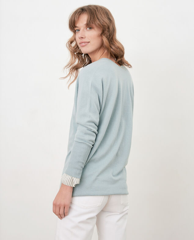 Oversize cotton and cashmere jumper Silver green