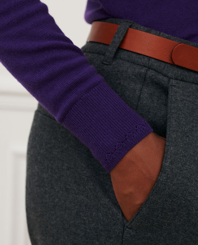 Round neck merino wool jumper 6021c acai
