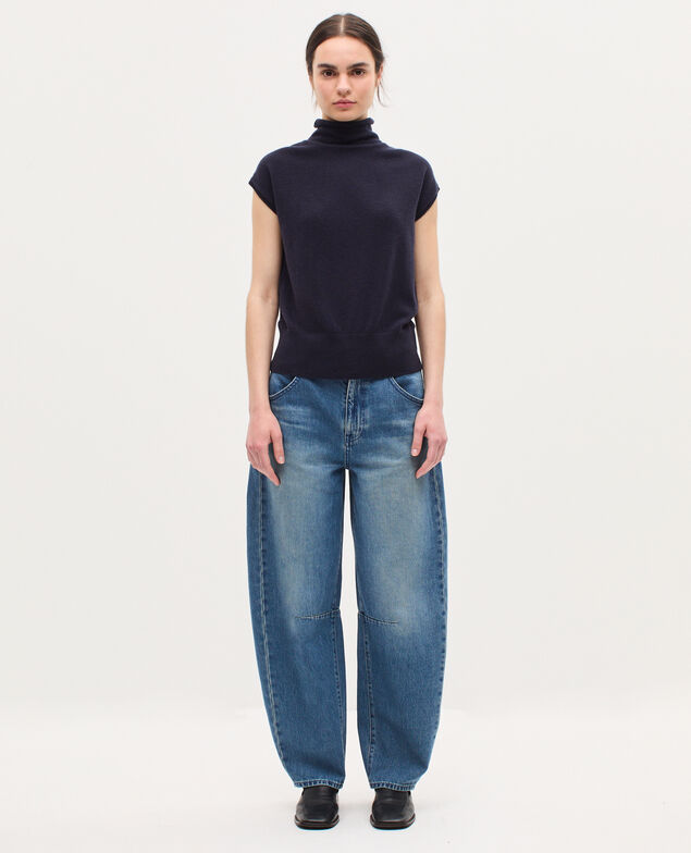 Sleeveless cashmere jumper  K691 navy st gray