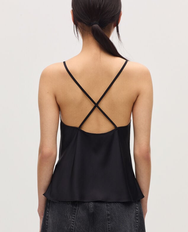 Silky top with spaghetti straps H091 black beauty