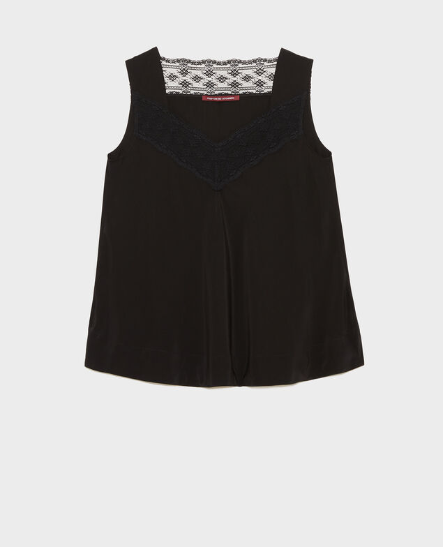Strappy silk and lace cami Black beauty