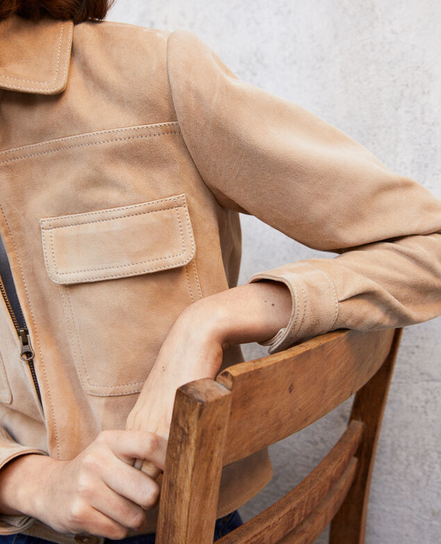 Short suede jacket Camel beige