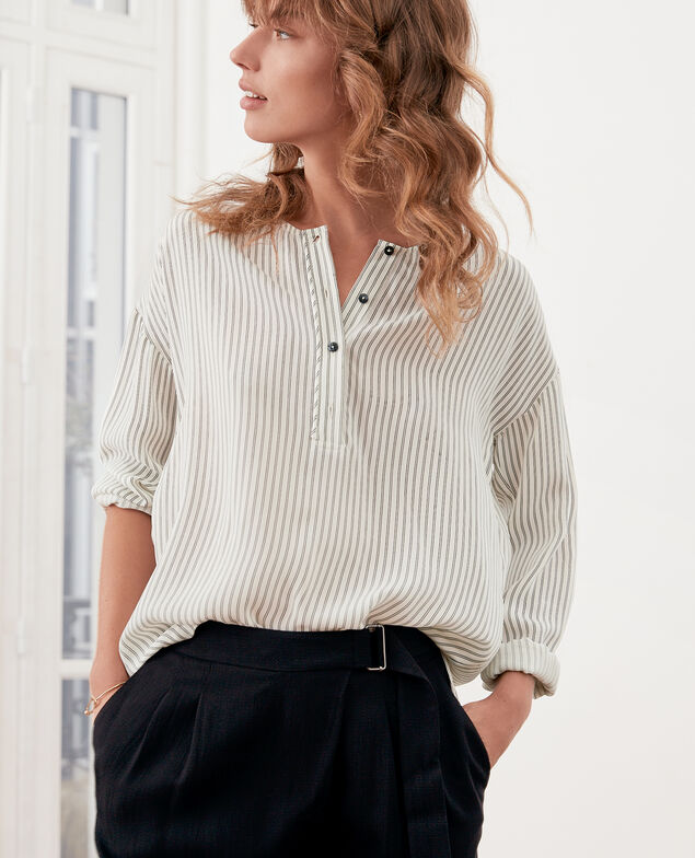 Striped blouse Off white/black stripes
