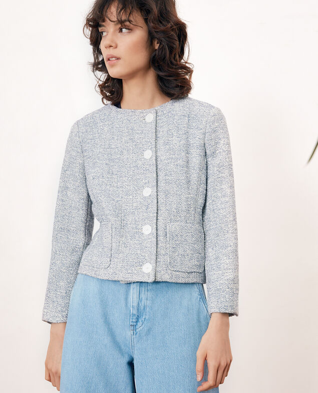 Short tweed jacket Indigo/off white