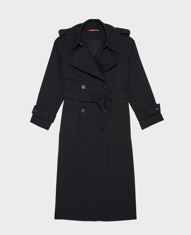  Long loose wool trench Black beauty