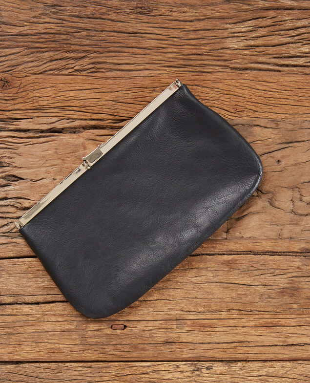 Leather clutch bag Noir