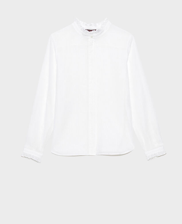Ruffle neck shirt Brilliant white