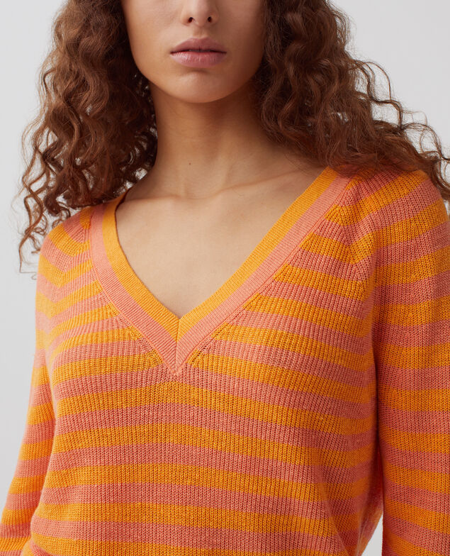 Linen V-neck jumper H231 thin sheen