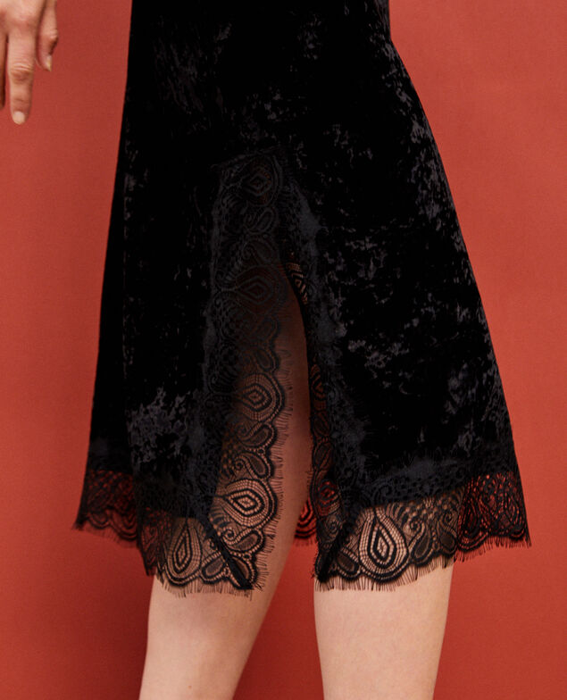 Velvet and lace dress Black