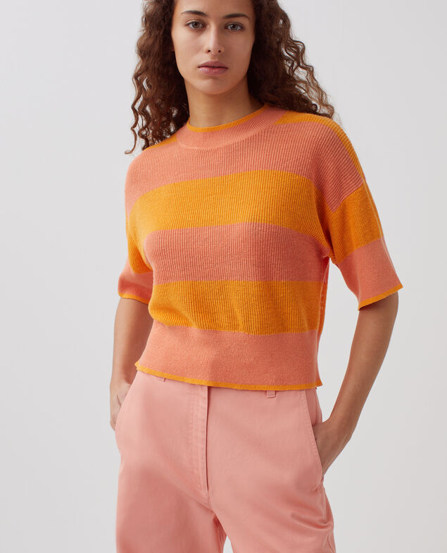 Short-sleeve cropped linen jumper H230 large sheen