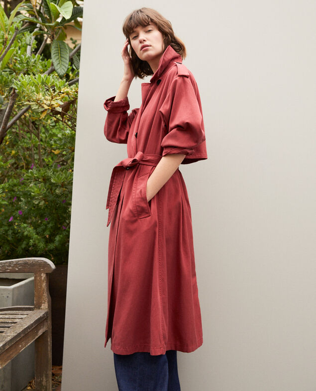 Mid-length trench coat Red