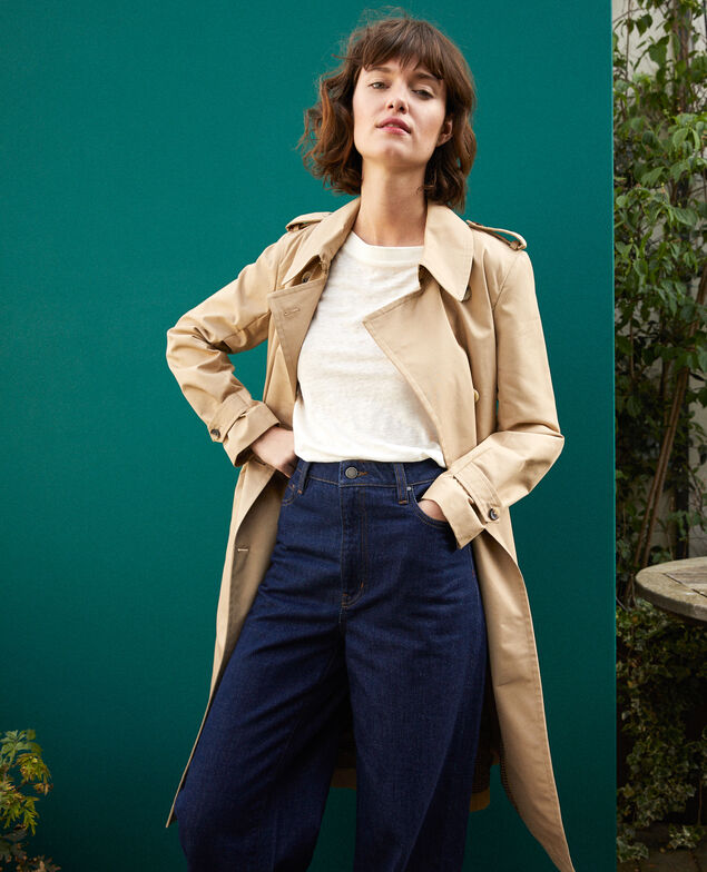 Mid-length trench coat Travertine