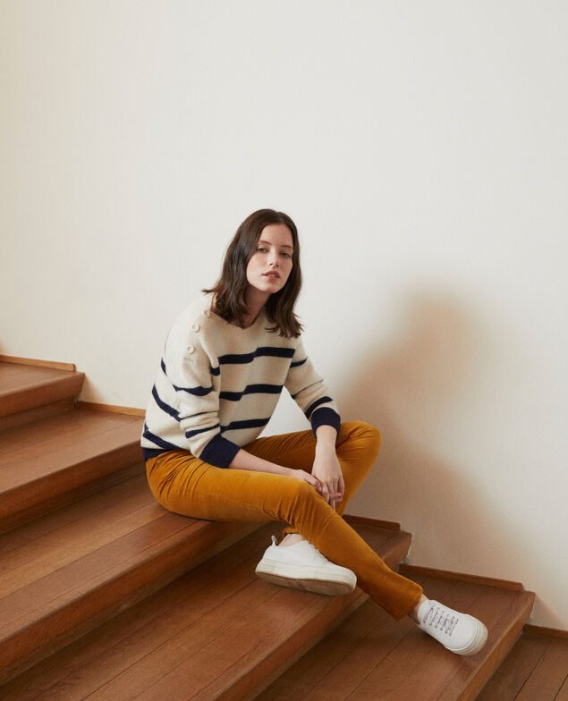 Boat neck jumper Off white/peacoat
