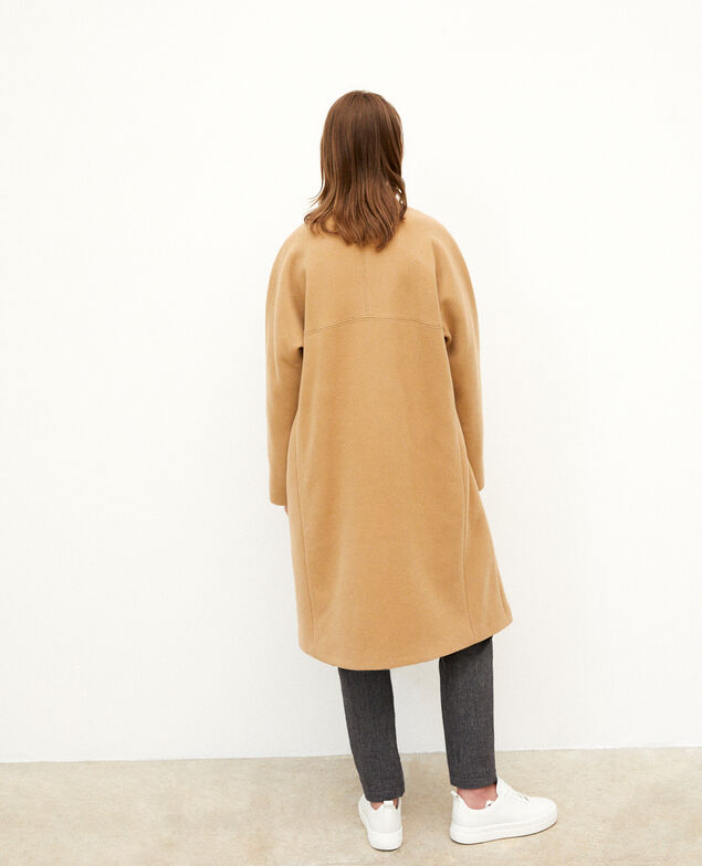 Collarless coat Tannin