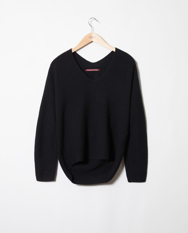 V neck cashmere jumper 100% cashmere Noir