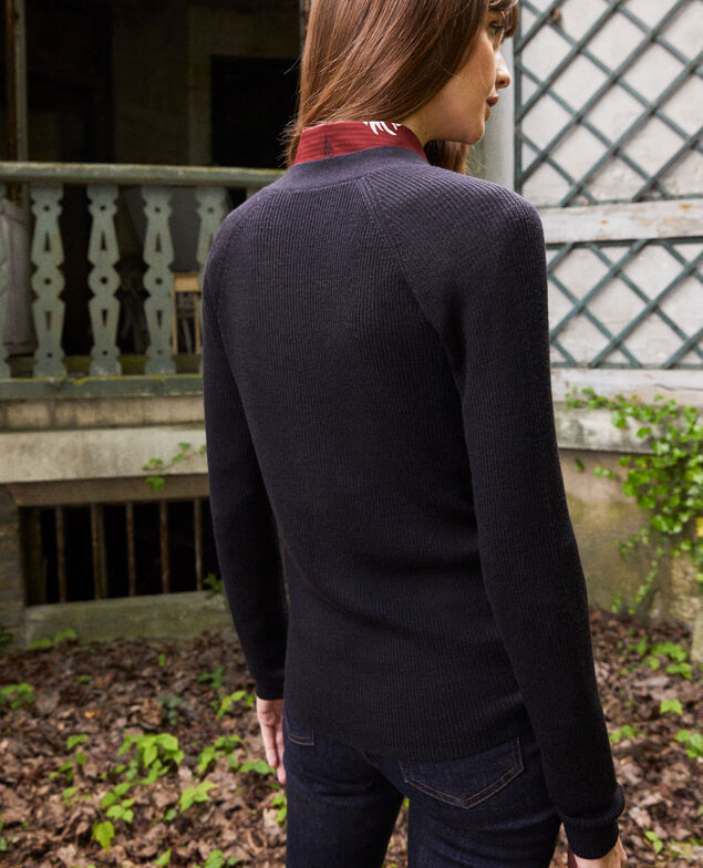 Classic cardigan 100% Merino Wool Noir