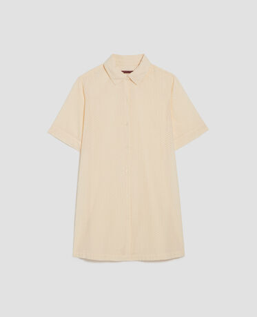 Embroidered cotton mini shirt dress H013 gardenia