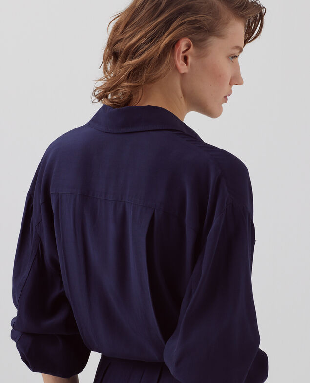 Silky shirt dress H694 baritone blue