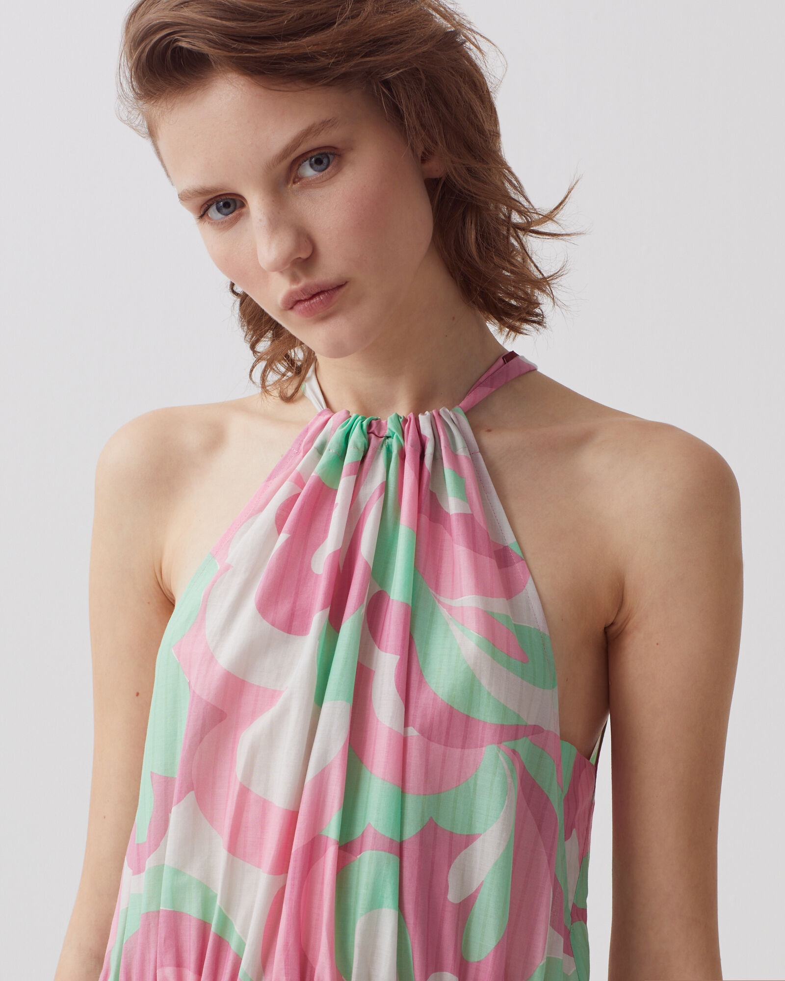 Halter neck maxi dress anemone pink - Comptoir des Cotonniers