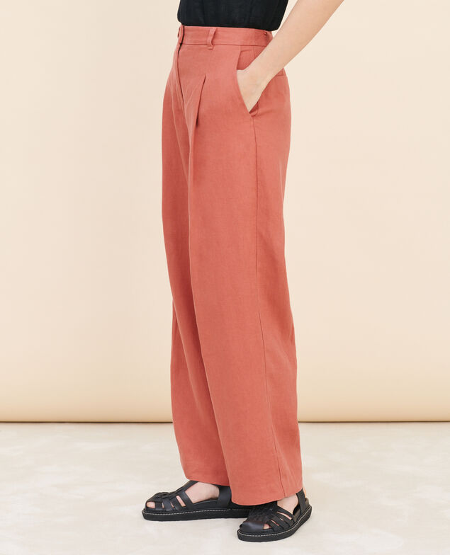 YVONNE - Wide linen trousers 7200c 13 red