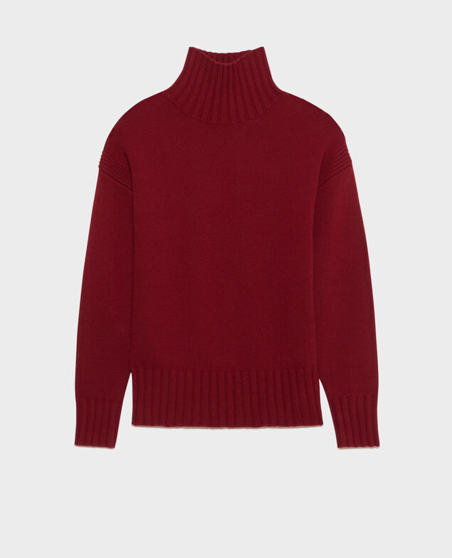 Virgin wool high neck jumper 8878 18 wine